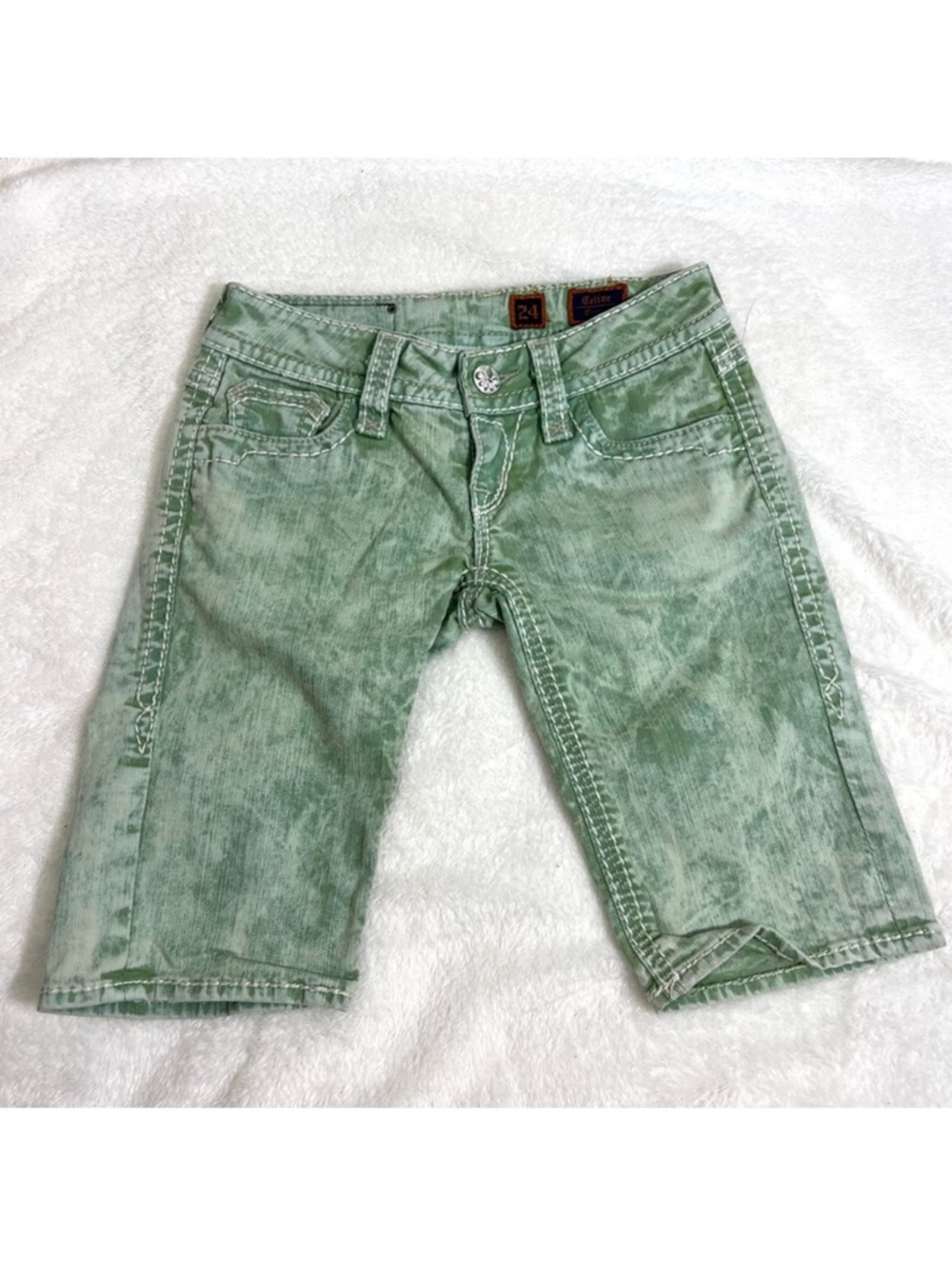 Rock Revival Celine Capri Low Rise Green Y2K Size 24